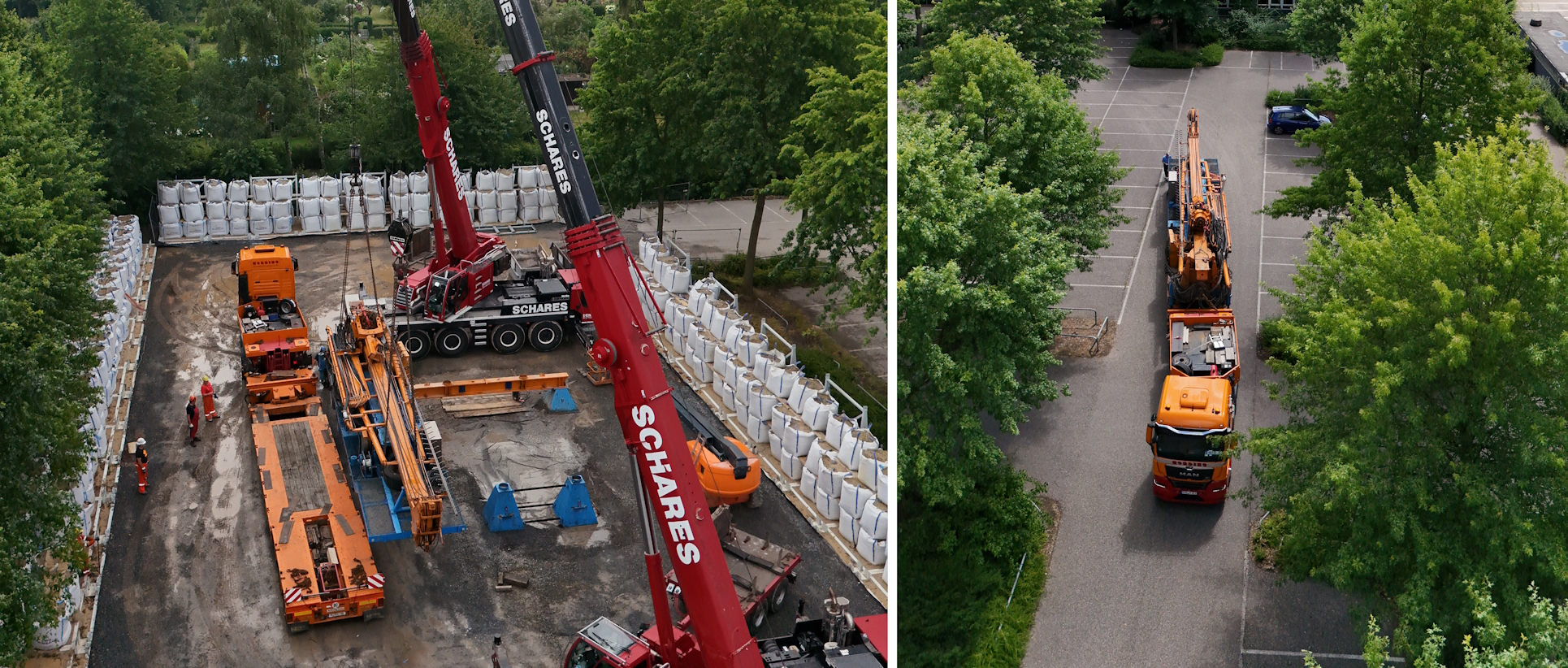 Bohrgerät wird abtransportiert