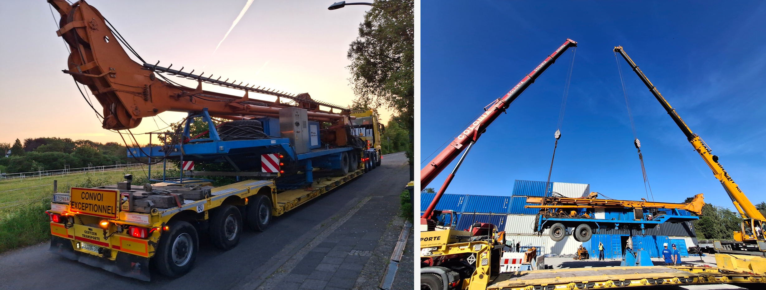 Antransport des Bohrgeräts