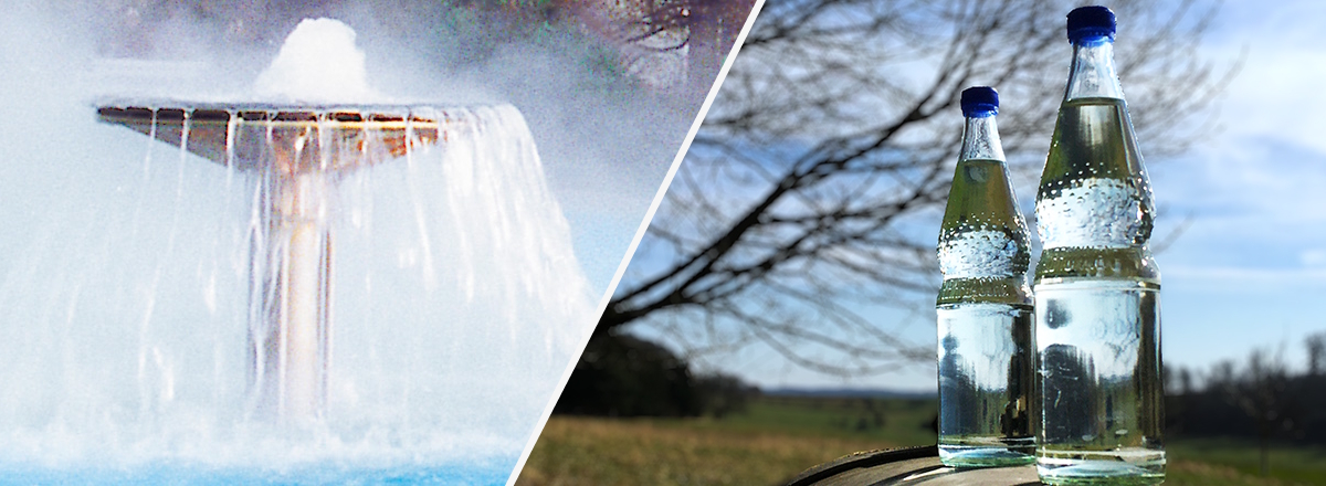 Thermalquelle und Mineralwasser-Flaschen
