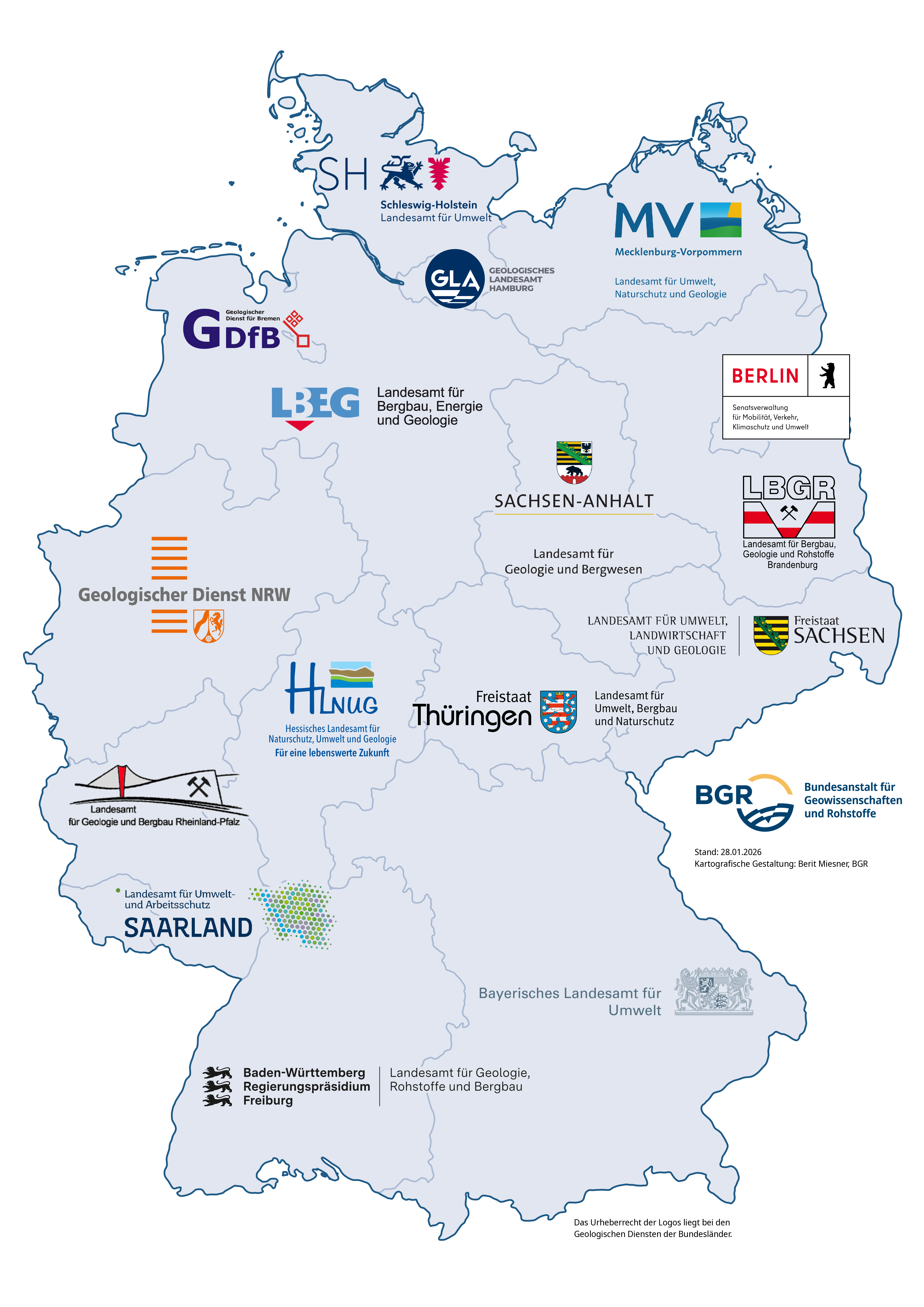 &Uuml;bersichtskarte der Staatlichen Geologischen Dienste in Deutschland